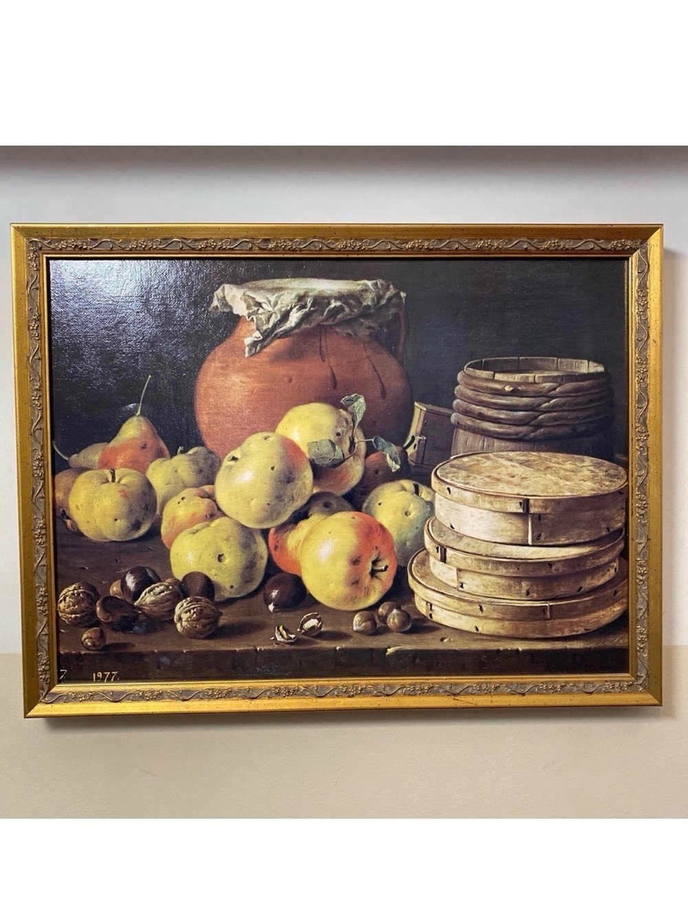 Vintage Framed Art Print - Still Life of Fruits  -Frame Size 17x 13 No Glass